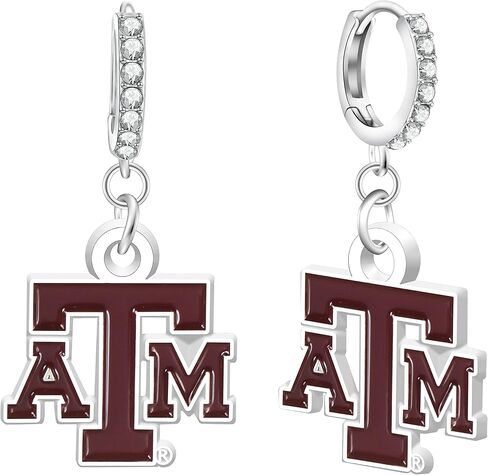 NCAA Texas A&M Aggies Rhinestone Circle Drop Earrings,Silver in Saudi Arabia
