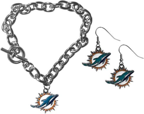 Siskiyou Sports NFL womens Chain Bracelet and Dangle Earring Set in Saudi Arabia