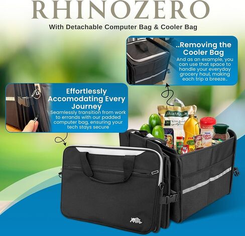 Trunk Organizer for Car, SUV, Trucks with Magnetic Lids | XLarge, Foldable | Detachable Computer & Cooler Bag | Insulated & Waterproof | 6 Mesh Pockets & 3+2 Compartments (Beige) in Saudi Arabia