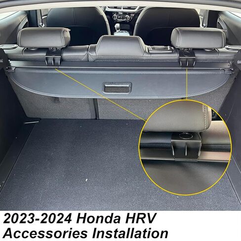 غطاء شحن قابل للسحب لسيارة Honda HRV 2023 2024، غطاء صندوق السيارة الخلفي متوافق مع Honda HR-V 2023 2024 ظل حماية أمان بدون فجوة ملحقات السيارة باللون الأسود، ألياف الكربون in Kuwait