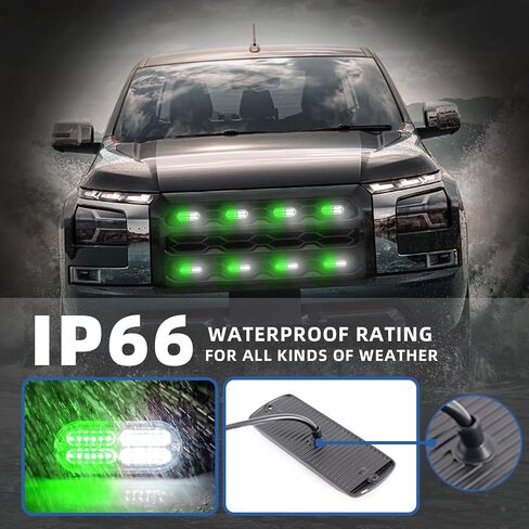 8pcs Sync Feature Emergency Strobe Grille Lights LED Ultra Slim Surface Mount Flashing Hazard Warning Light Bar with Controller for Firefighter/Construction/Trucks/Vehicles/Car (Amber/White) in Saudi Arabia