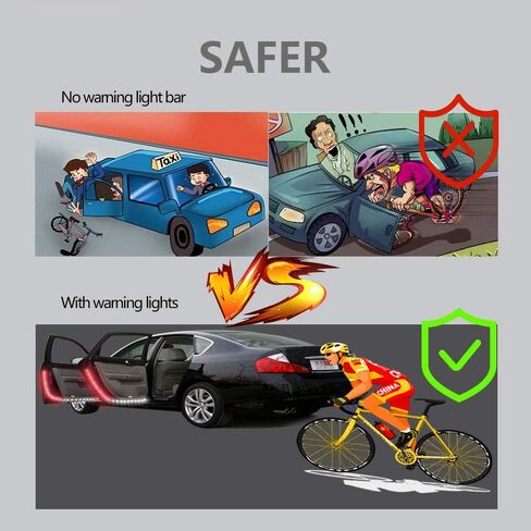 أضواء باب السيارة، 2 حزمة 48 بوصة LED شريط ضوء تحذير فلاش ستروب مزدوج الألوان الأحمر والأبيض ديكور مضاد للتصادم الخلفي مصابيح أمان متسلسلة مرنة 1.2 متر in Kuwait