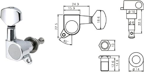 جين هو 6 في الخط 6R ضبط الغيتار الوتد المستقبلون آلة رؤساء ل درابزين ستراتوكاستر بدء تيلي نمط الغيتار كروم J07 in Kuwait