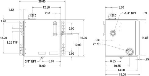 Buyers Products SMR7S 7 Gallon Side Mount Steel Hydraulic Reservoir, Black Powdercoat, Magnetic Drain Plug, Truck Hydraulic Accessories in Kuwait