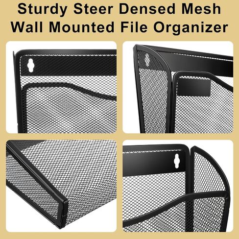 12 Pack Mesh Wall Mounted File Holder Hanging File Organizer Vertical Wall File Organizer Holder Rack for Office and Home, Black (with Label Panel) in Saudi Arabia