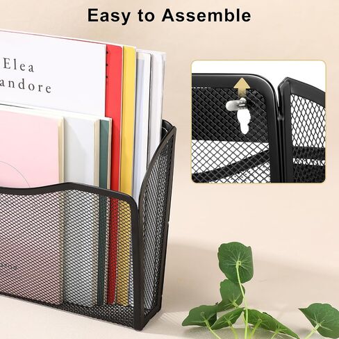 12 Pack Mesh Wall Mounted File Holder Hanging File Organizer Vertical Wall File Organizer Holder Rack for Office and Home, Black (with Label Panel) in Saudi Arabia