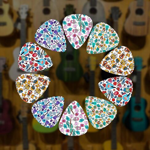 foxany 15 حزمة من أعواد جيتار السيليلويد المتوسطة، مجموعة اختيار جيتار متنوعة 0.71 مم في صندوق تخزين، أعواد جيتار كهربائية صوتية لطيفة، هدايا إكسسوارات قيثارة الجاز in Kuwait