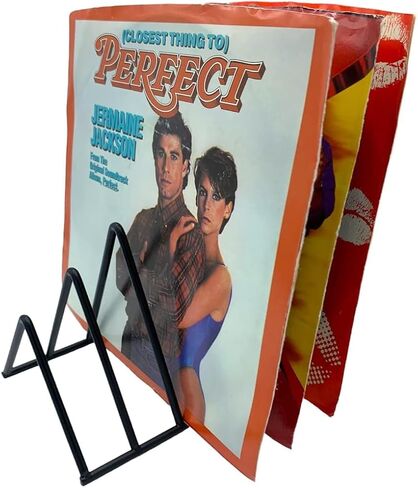 منظم مكتب حامل ملفات المجلات - قطعتان من حامل معدني لملفات سطح المكتب وحامل مثلث - تخزين سجلات الفينيل 45 دورة في الدقيقة - عبوتان باللون الأسود in Saudi Arabia