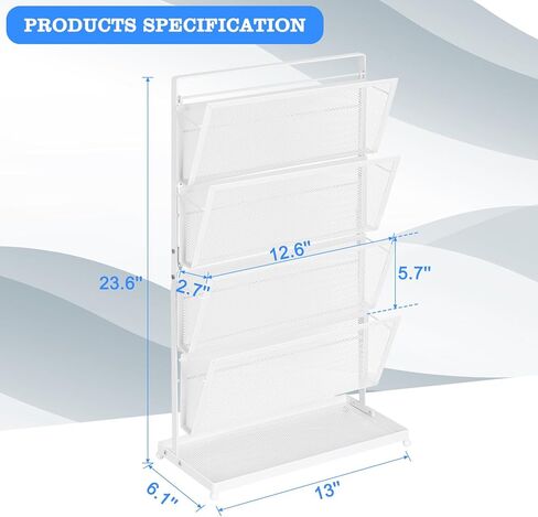 منظم ملفات سطح المكتب 4 طبقات، منظم ملفات عمودي، منظم شبكي للبريد، مع صينية مسطحة سفلية لتنظيم المكاتب والتخزين المدرسي، أسود in Kuwait