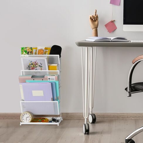 منظم ملفات سطح المكتب 4 طبقات، منظم ملفات عمودي، منظم شبكي للبريد، مع صينية مسطحة سفلية لتنظيم المكاتب والتخزين المدرسي، أسود in Kuwait