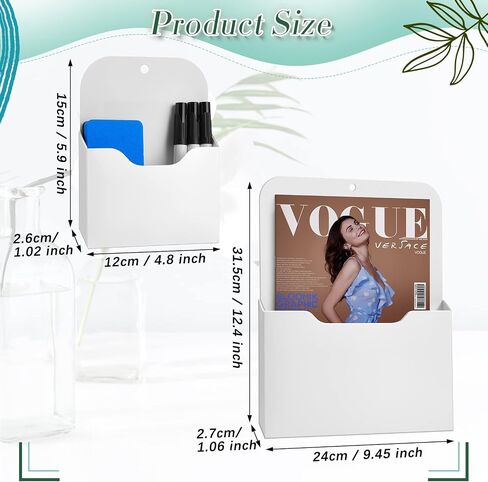 6 Pieces Magnetic File Holder Magnetic Paper Holder Letter Size Magnetic Organizer Wall File Mail Holder Refrigerator Storage Pocket for Office Whiteboard Hanging White, S/ L in Saudi Arabia