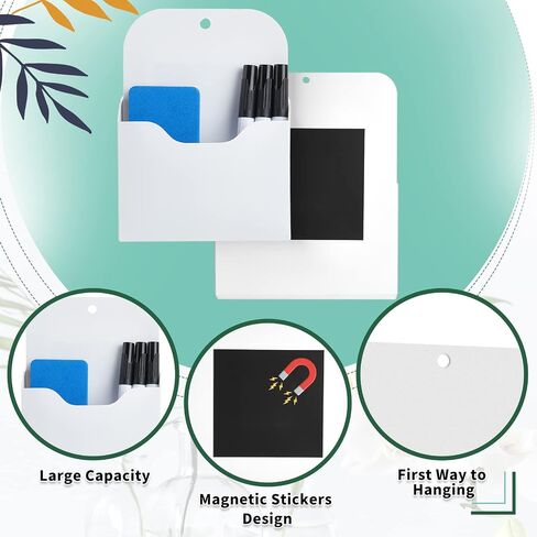 6 Pieces Magnetic File Holder Magnetic Paper Holder Letter Size Magnetic Organizer Wall File Mail Holder Refrigerator Storage Pocket for Office Whiteboard Hanging White, S/ L in Saudi Arabia