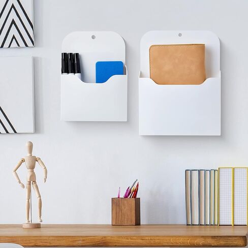 6 Pieces Magnetic File Holder Magnetic Paper Holder Letter Size Magnetic Organizer Wall File Mail Holder Refrigerator Storage Pocket for Office Whiteboard Hanging White, S/ L in Saudi Arabia