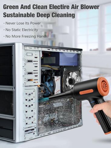 Compressed Air Duster, with Brushless Motor, Low Noise, Max. 90000RPM, 3 Gear Adjustable, 7500mAh Rechargeable Batteries, Non-Disposable Compressed Gas Duster in Kuwait