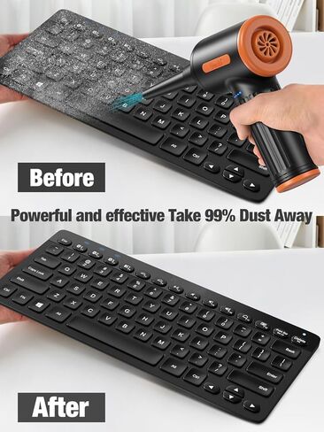 Compressed Air Duster, with Brushless Motor, Low Noise, Max. 90000RPM, 3 Gear Adjustable, 7500mAh Rechargeable Batteries, Non-Disposable Compressed Gas Duster in Kuwait