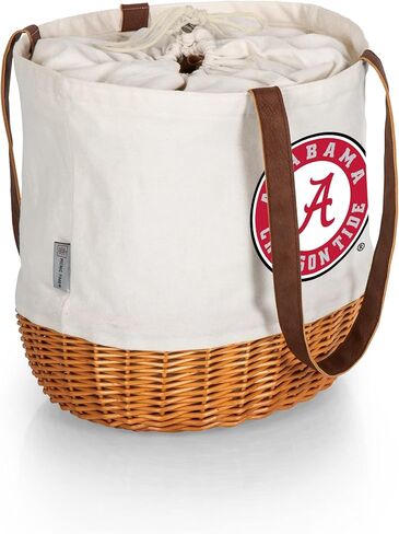 PICNIC TIME NCAA Coronado Canvas and Willow Basket Tote، حقيبة حمل نزهة، حقيبة شاطئ، (قماش بيج) in Saudi Arabia