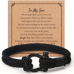 Son Gifts from Mom, To My Son Rope Bracelet from Mom, Gifts for Sons Teen Boys for Birthday Graduation Christmas Easter Teenage Boys Gift Ideas