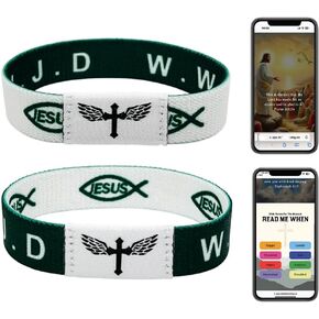 1PCS Daily Bible Verse Bracelet - NFC Wearable Elastic Christian Bible Bracelet with WWJD Inspiration Bracelet Bible Verse Wristbands for Versatile Gifting Anytime Anywhere