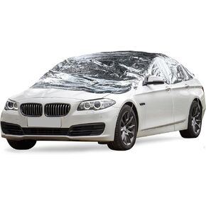 Car Windshield Cover Half Car Cover Top for Ice and Snow for Most Car Silver Tone