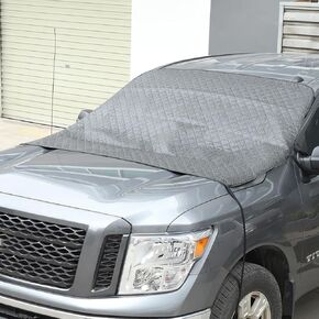 Windshield Cover for Ice Snow, Windshield Snow Cover 4-Layer Protect for Snow, Ice, UV, Frost Wiper Covers, Windproof Sunshade Cover (Black, for Toyota Tundra 2007-2021 2022 2023 2024 2025+)