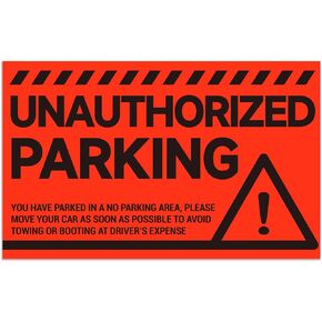 100Pcs Parking Violation Stickers -Unauthorized Parking Stickers Tow Stickers for Car Vehicle Trucks Private Parking Warning Stickers Adhesive Car Window Labels- 8x5 inch,Red