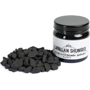أحجار Shungite لتنقية المياه ، الحجارة الخام الشريسية 5-20 ملم الصخور المعدنية الكريلية للشرب لمياه الشرب 300 غرام .5 أوقية