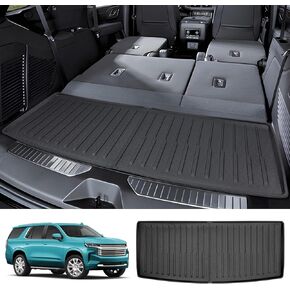 حصيرة شحن لعام 2022-2025 Chevy Tahoe/GMC Yukon Trunk Mat مع حصيرة مسند الظهر جميع بطانات البضائع الخلفية للطقس لعام 2022 2023 2024 2025