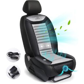 Snailax Cooling Car Seat Cover, Cooling Seat Cushion with Back Massage, 2 Cooling Air Speed & 2 Massage Intensities, Cooling Seat Cover for Car, Home, Office