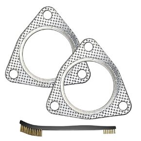 Strongthium 3 Inch Exhaust Gasket 3" 3-Bolt 76.2mm Muffler Flange Header 3 Hole High Temperature w/Fire Ring Replacement 2 Pcs