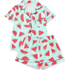 Soly Hux Pajamas Pajamas مجموعة لطيف المطبوعة قميص الأكمام القصير مع سروال سراويل Sleepwear PJS