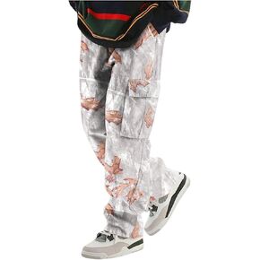 Boy's Camo Baggy Cargo Pants Flap Pocket Elastic Waist Pants Straight Leg Trousers