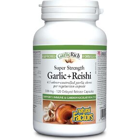 العوامل الطبيعية Garlicrich ، Super Strength Garlic + Reishi ، 120 تأخر الكبسولات النباتية