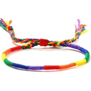 Rainbow LGBT Pride Bracelet for Lesbian Gay Bisexual Adjustable LGBTQ Pride Bracelets Handmade Braided Wristband Pride Month Friendship Bracelet Gifts for Men Women Bulk