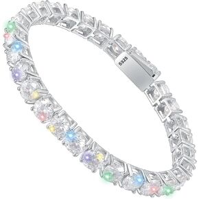 Gem's Beauty Womens Bracelets Moissanite Tennis Bracelets for Women | 18k White Gold Men Bracelets | 925 Sterling Silver Bracelets for Women Gifts | 3-6.5mm Moissanite, Size 6-7.5 Inch