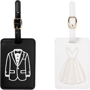 Luggage Tags for Couples, Bride & Groom Wedding Dress and Tuxedo Suitcase Tags, Luggage Tag for Honeymoon Travel, Bridal Showers, Weddings, Travel Accessories for Couples (Bride Groom Shape)