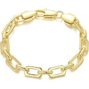 14K Gold Bracelets for Women Paperclip Design Gold Chain Bracelet Five Sizes (6.5-9 Inches) Layering Gifts for Men & Women