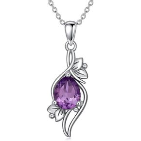 الأرجواني الجمشت قلادة 925 الفضة الاسترليني 10X8mm البيضاوي قطع الجمشت قلادة قلادة للنساء in Kuwait