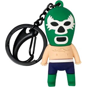 BY MEXICO Lucha Libre Wrestler 3D Keychain, 2.1" Flexible Green Luchador Verde