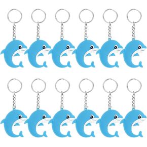 12 Pcs Dolphin Keychains Cute Dolphin Keyring Ocean Themed Party Supplies for Baby Shower Birthday Party