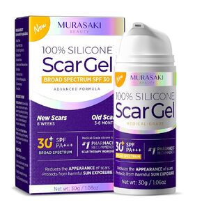 Silicone Scar Gel Scar Cream: SPF 30 Advanced Medical-Grade Formula for Surgical Scars, C-Section, Stretch Marks, Acne, Burns, Keloids, Old & New Scars – Broad Spectrum UV Protection 1.06oz (30g)