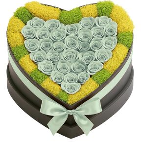 30 Preserved Roses, Forever Flowers for Delivery in Designer Heart-Shaped Box, Petite Long-Lasting Buds for Women, Eternal Rose Bouquet for Mothers Day, Girlfriend's Birthday