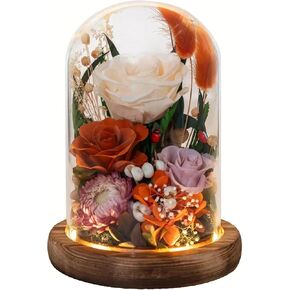 Forever Flowers with Symbolic Ladybugs: Preserved Flowers Gift for Women-Romantic Table Centerpiece-Valentines, Anniversary, Mom Gifts for Her-Flowers for Delivery Prime (Orange)
