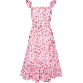 GRACE KARIN Girls Floral Dress Summer Backless Chiffon Sleeveless Casual Boho Maxi Dresses 5-14Y