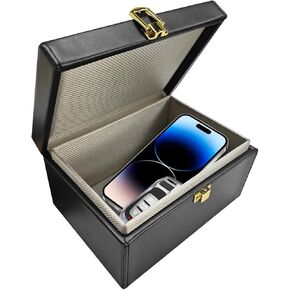 Faraday Box Key Fob Protector, RFID Signal Blocking Shielding Box Anti Theft Car Key Fob Case, Large Capacity PU Leather Faraday Cage Box for Keyless Fob, Car Accessories