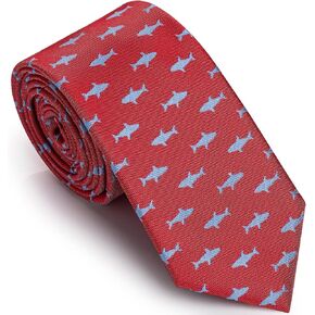 HAWSON Shark Skinny Tie 2.5 Inch Width Marine Predator Necktie for Diver Gifts, Ocean Conservation Events Handmade Nautical Collector Accessories