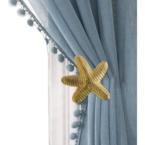 The Metal Magician Metal Nautical Starfish Curtain Holdback & Curtain Holder for Home, Bedroom & Office (Starfish Set of 2)