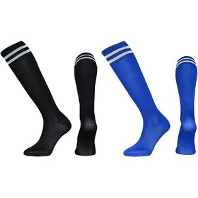 GSHLLO 2 Pairs Long Kids Football Socks Comfortable Breathable Thin Sports Socks Stripe Athletic Socks Knee High Unisex Socks