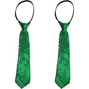 PENTA ANGEL Men Sequin Tie 2Pcs Adjustable Zipper Shine Neckties for Women Adults Halloween Wedding Graduation Party Costume