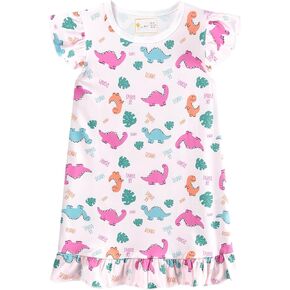 Girls Nightgown Toddler Nightwear Dress Kids Toddler Sleepwear Nightshirt Ruffled Summer Casual Nighties 2-8 Years