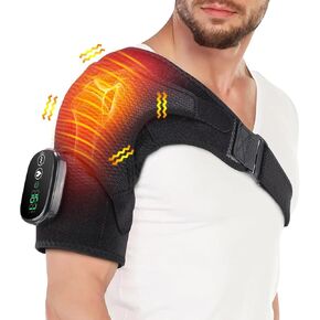 Cordless Shoulder Heating Pad, Heated Shoulder Wrap with Vibration, Left Right Shoulder Massager Heated Shoulder Brace for Women Men, Rotator Cuff Support Frozen Shoulder